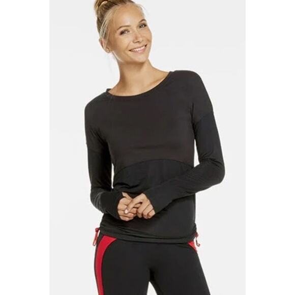 Fabletics Black Cutout Long Sleeve Workout Top - Size S - Picture 1 of 10